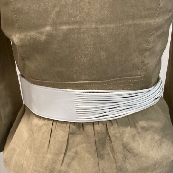 80's White and Brown Belt leather with Bold Buckle by Orciani - Picture 7 of 16